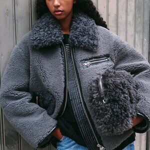 NWT Stand Studio Joann Oversize Faux Shearling Jacket in 34